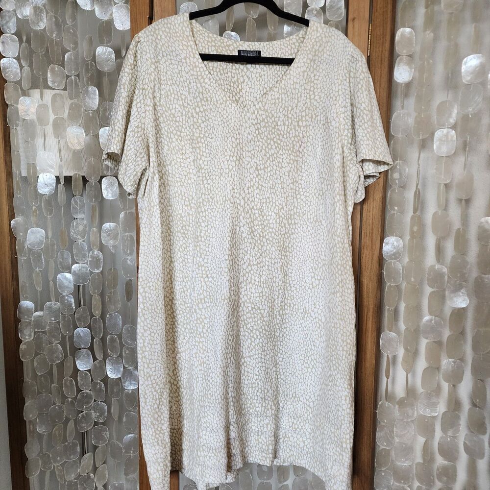 Original by Nicole Miller Linen Blend Tunic Dress XXL Lagenlook Beige Oversized